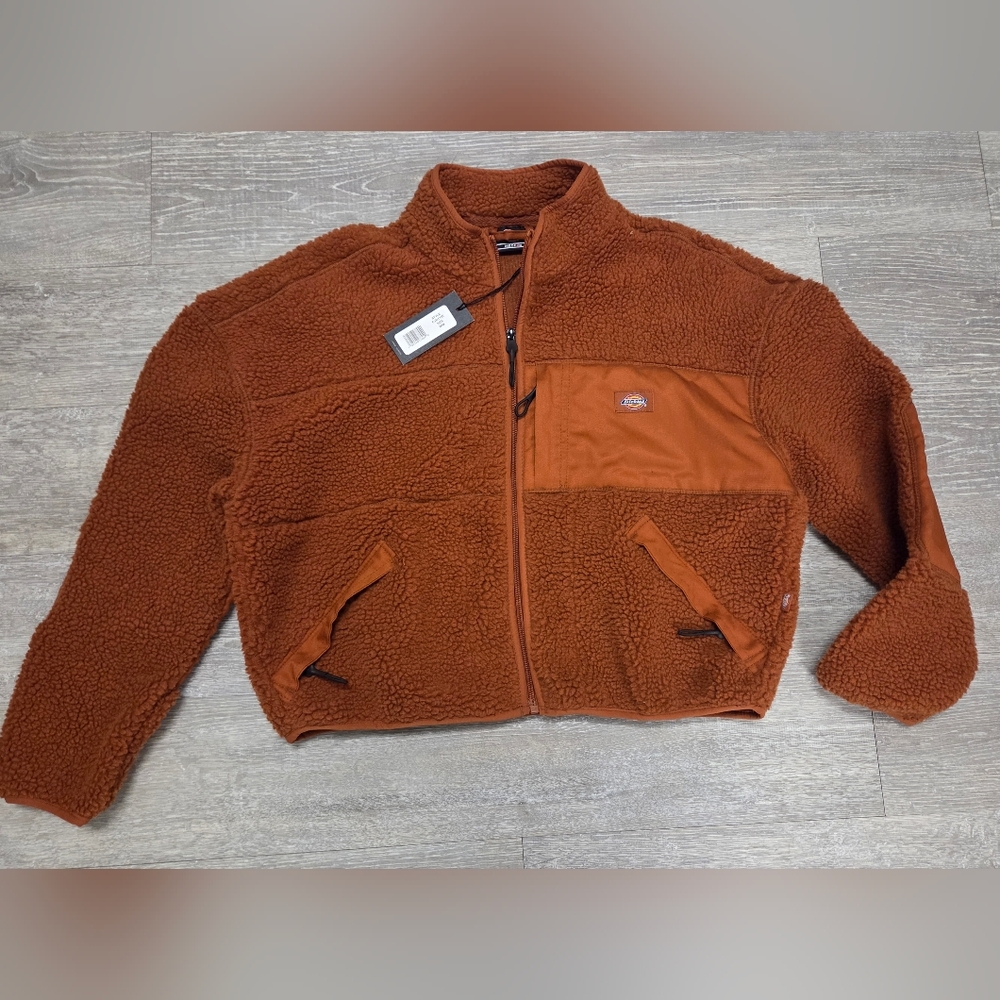 Dickies Fleece Jacket Women’s Size M Gingerbread Brown Chute crop Fleece, Bnwt